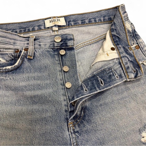 Agolde Distressed Straight Leg Jeans - Picture 5 of 8